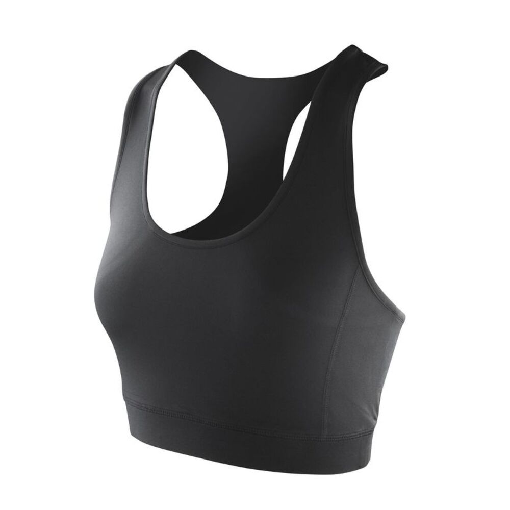 Spiro Womens/Ladies Softex Stretch Sports Crop Top / Black